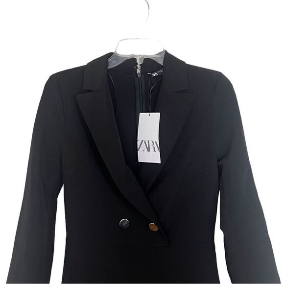 Zara Black Long Sleeve Buttoned Blazer Jumpsuit Size XS - Picture 4 of 14